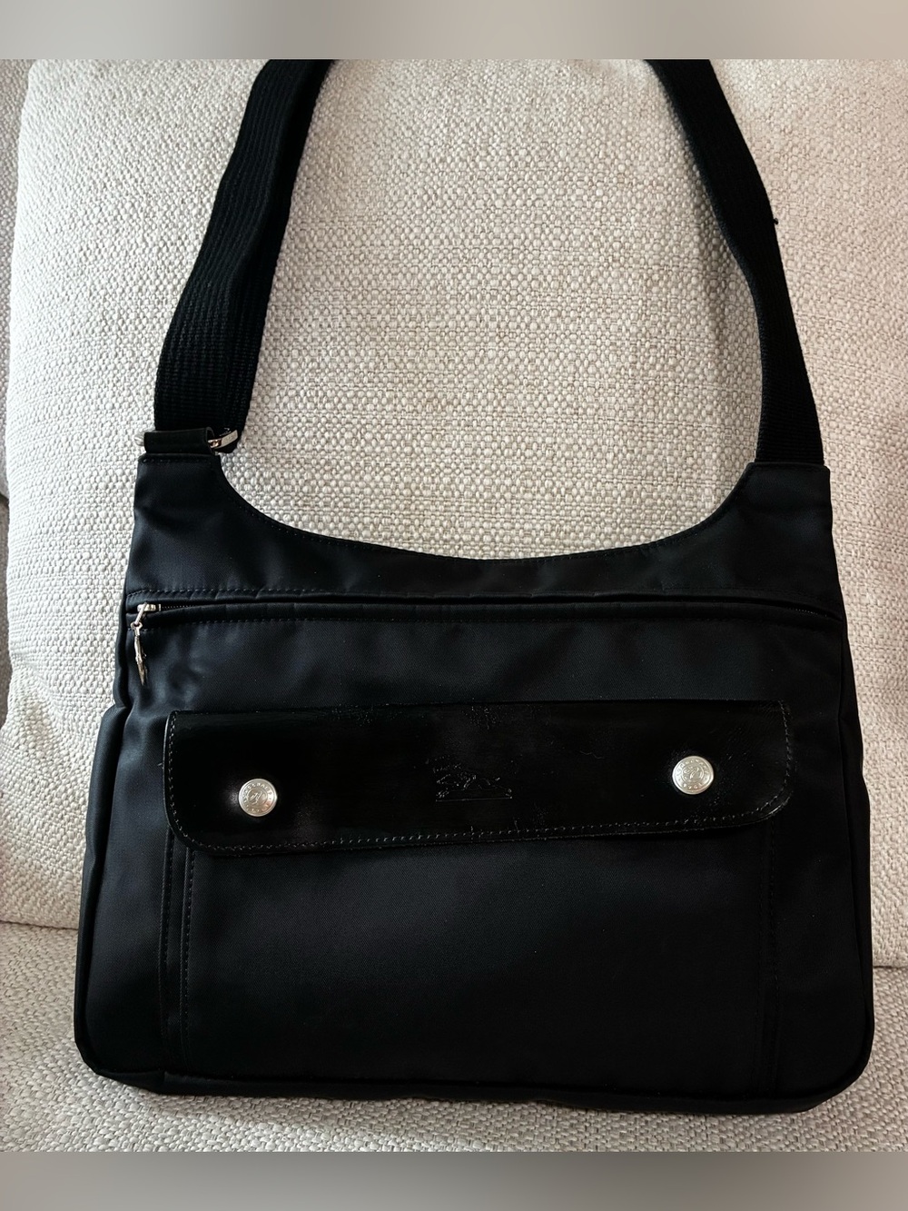 Longchamp Planetes black nylon and leather unisex crossbody & messenger bag